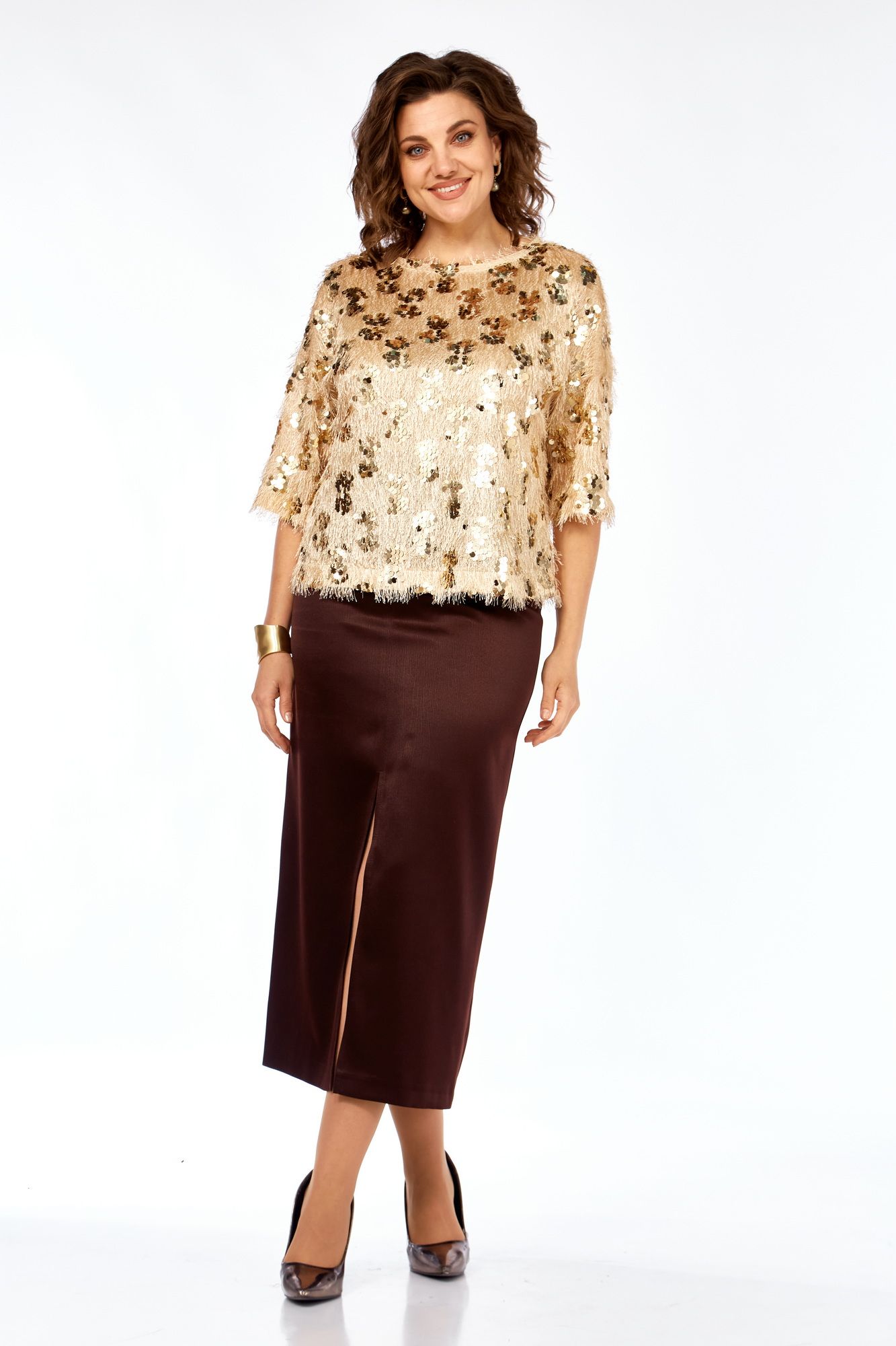 Комплекты юбочные Ольга Стиль Л-433 золото-коричневый