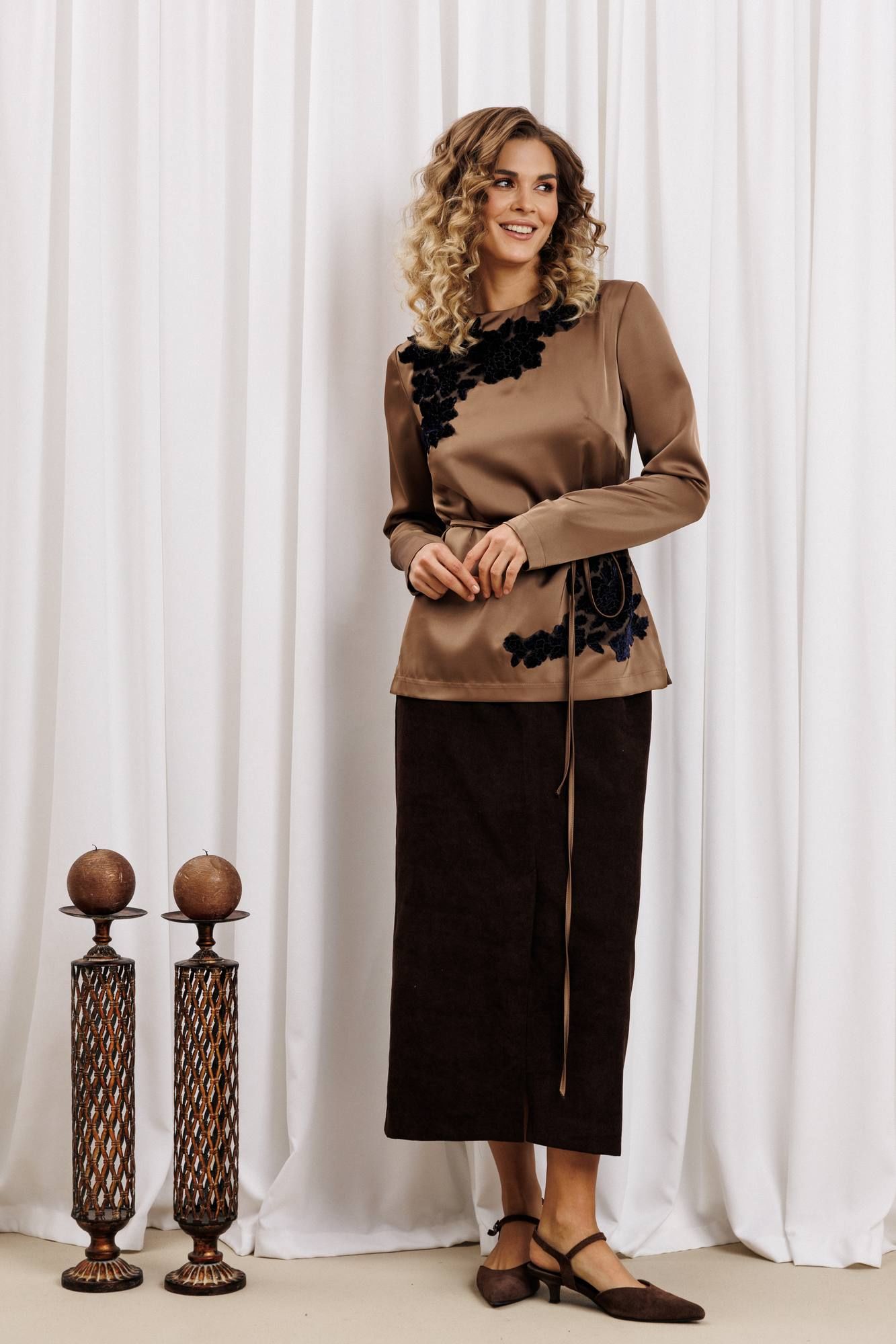 Комплекты юбочные Gizart 5435 капучино,шоколадный