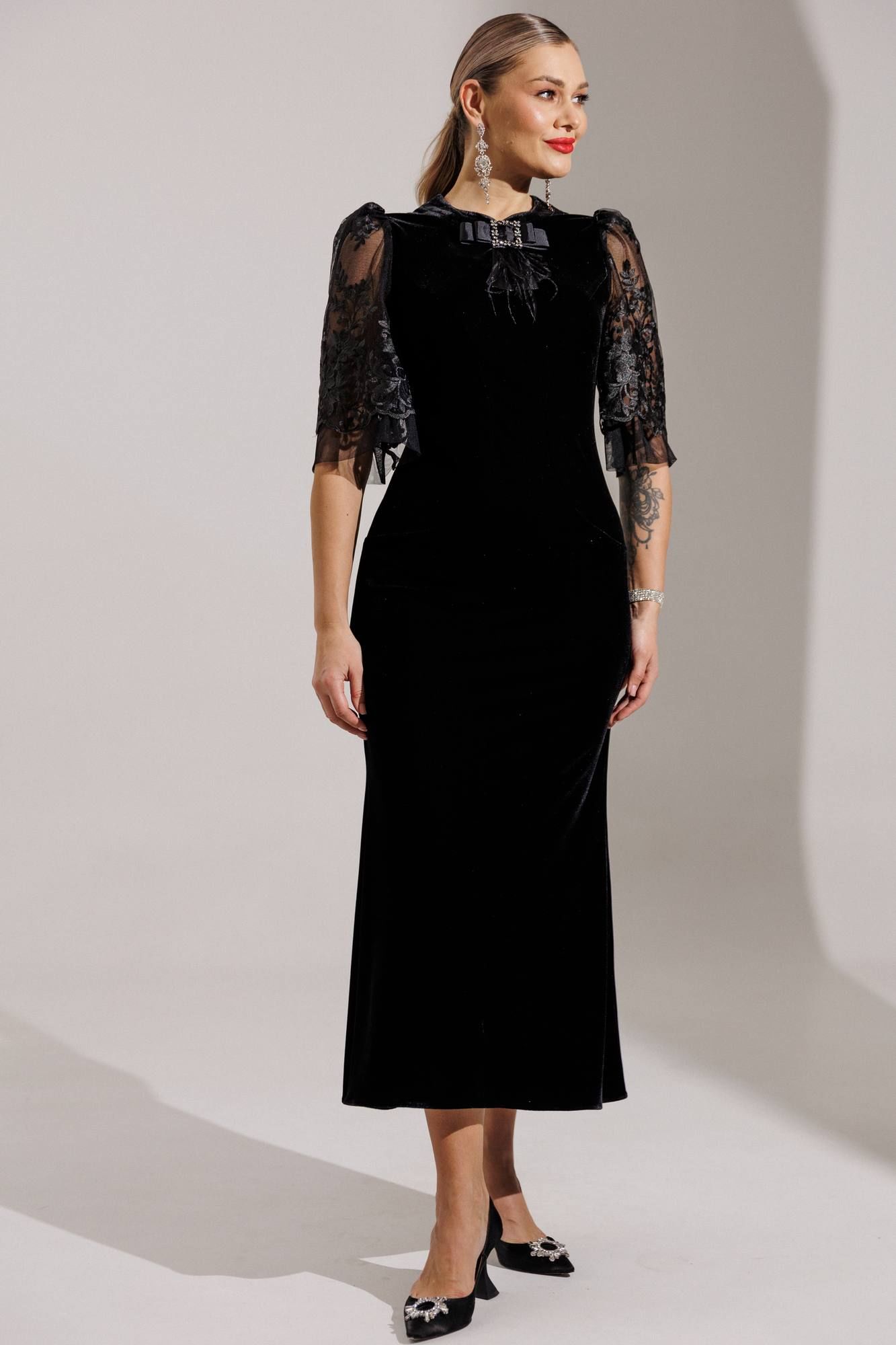 Платья Мода Юрс 25-2884 черный_гипюр