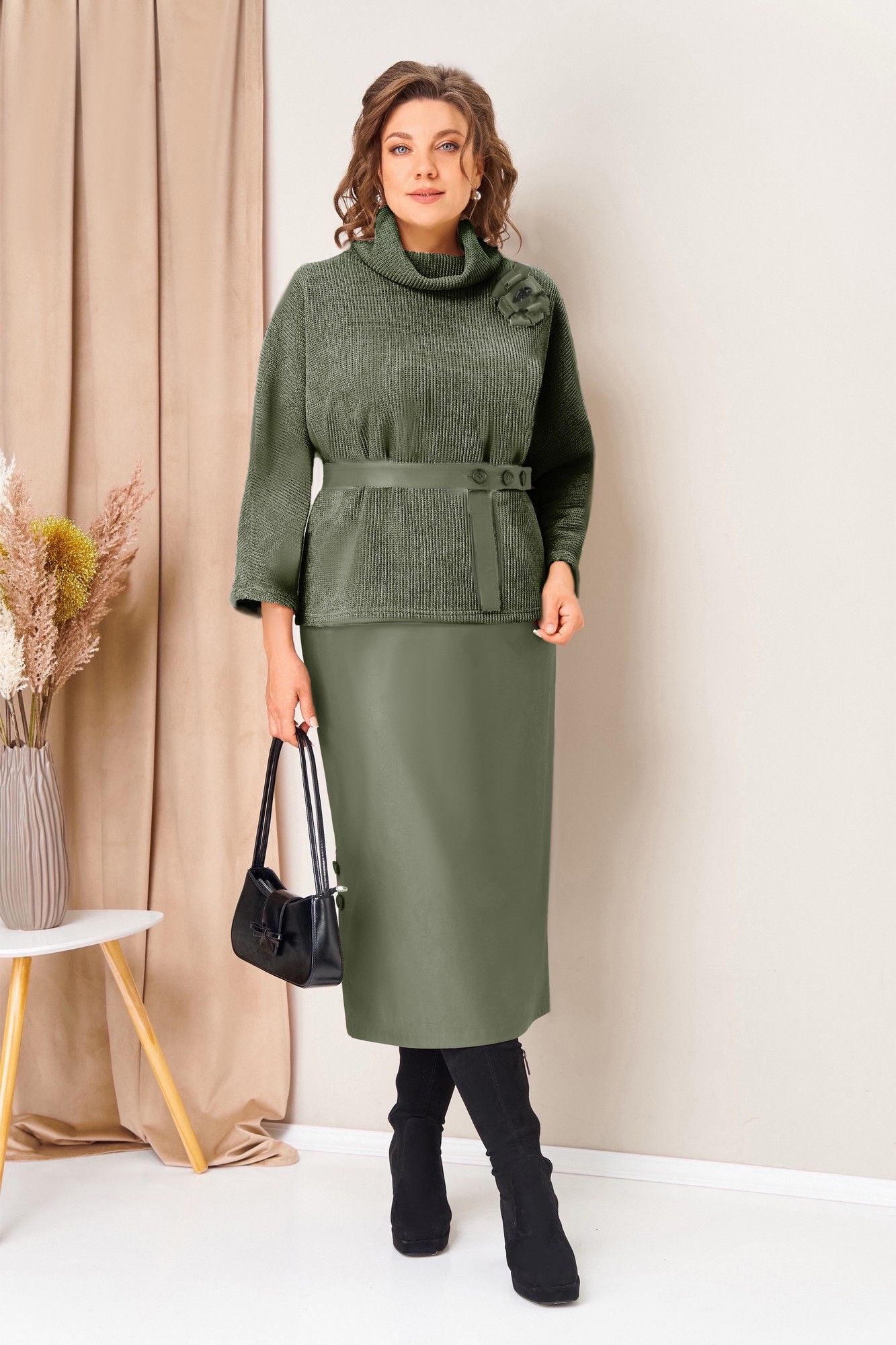 Комплекты юбочные VOLNA 1447 темная-олива