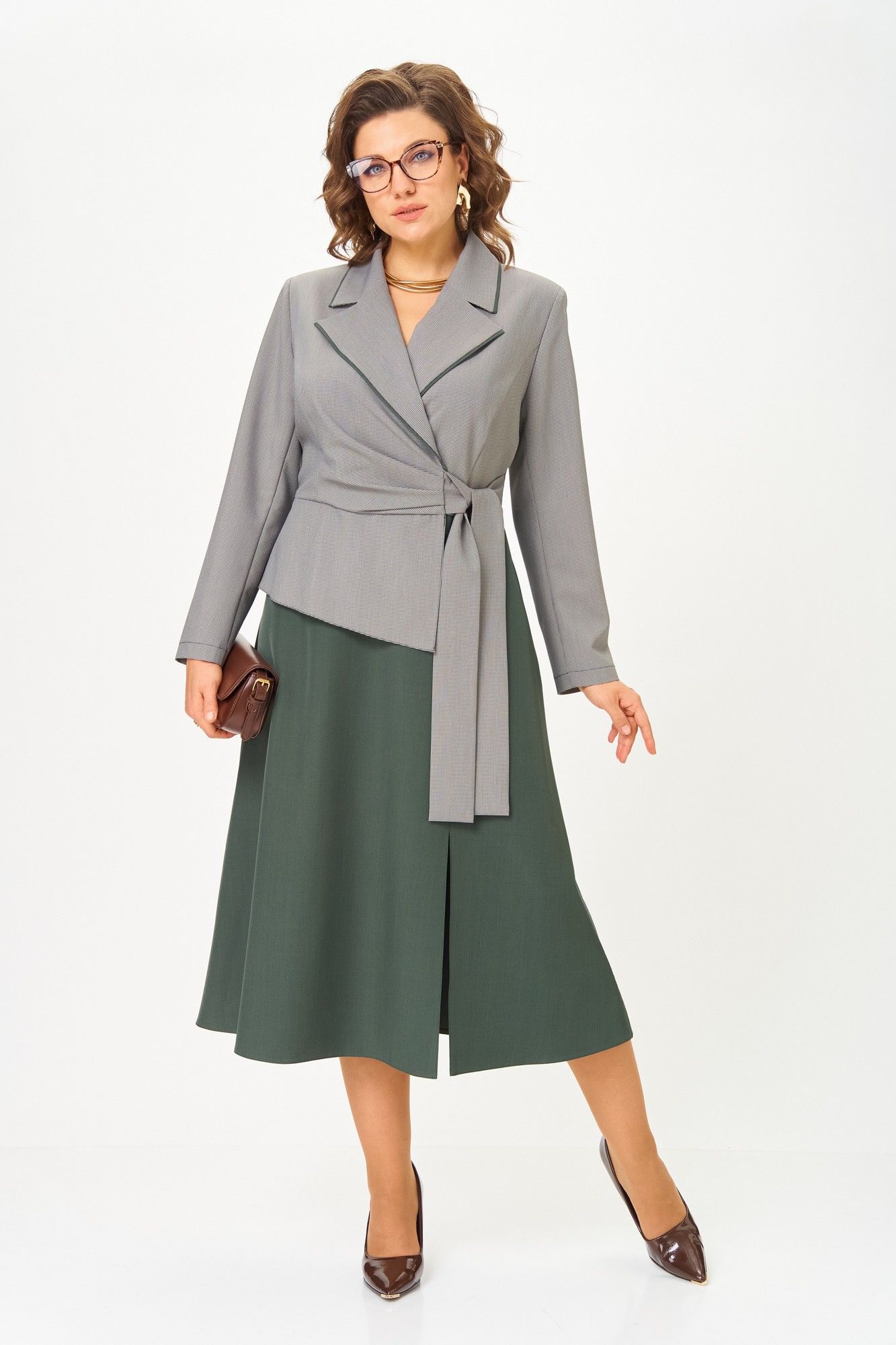 Платья Aira Style 24431 серо-зеленый