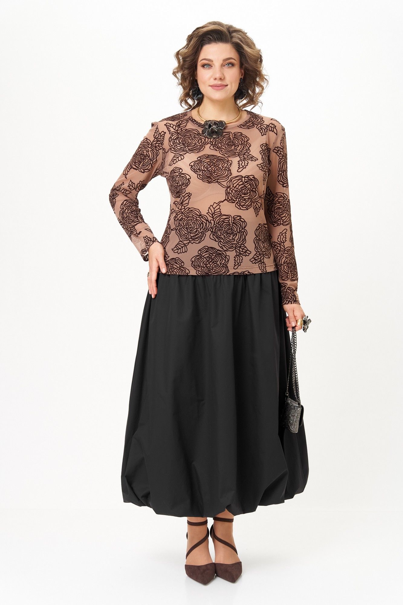 Комплекты юбочные Aira Style 24136 капучино-черный