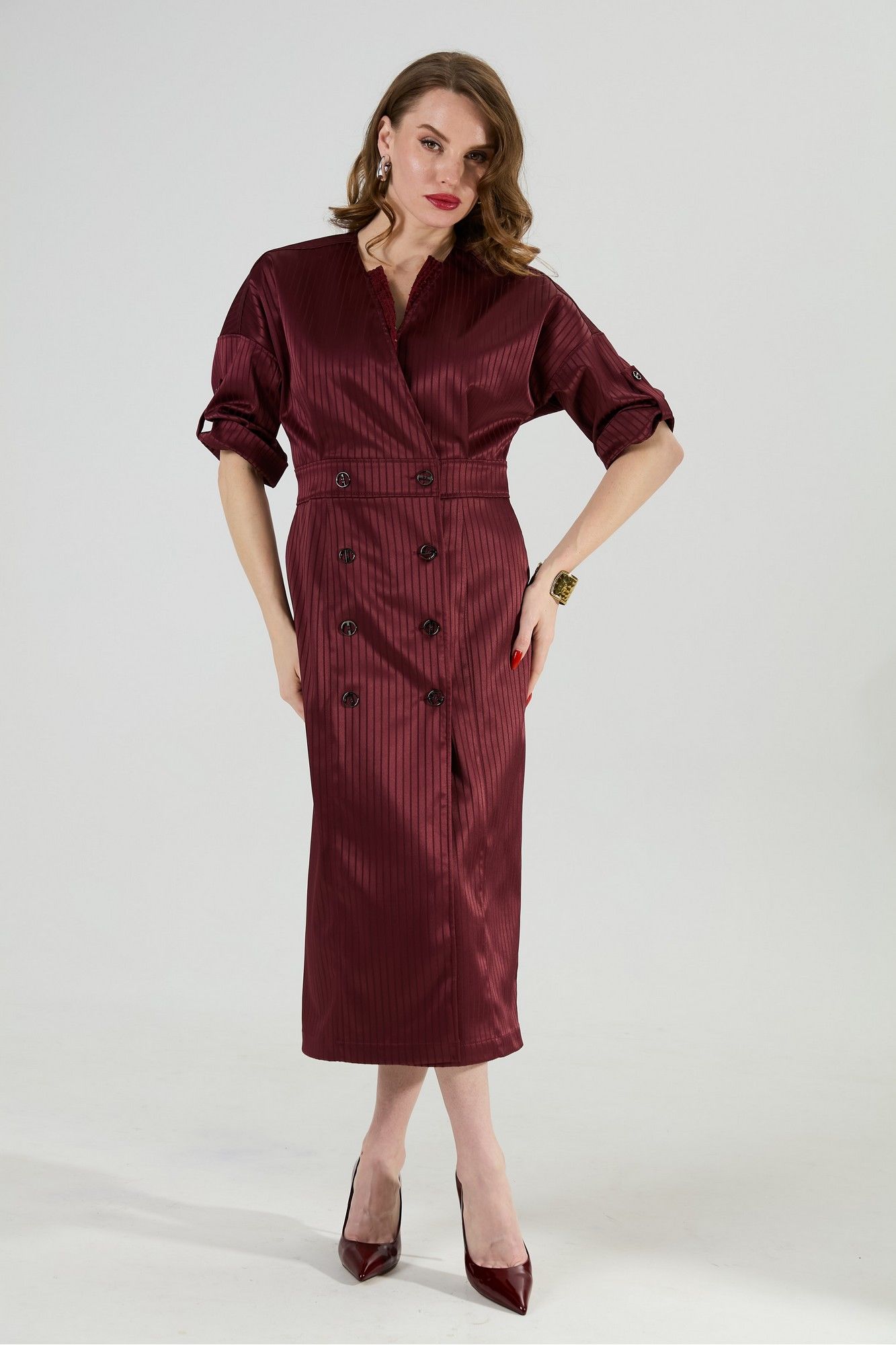 Платья NikVa 362-11 бургунди_полоска