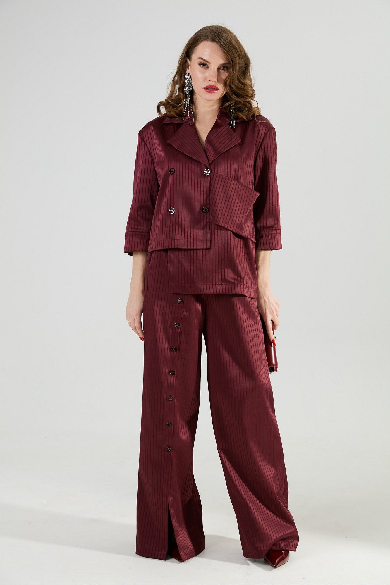 Брюки NikVa 977-5 бургунди_полоска