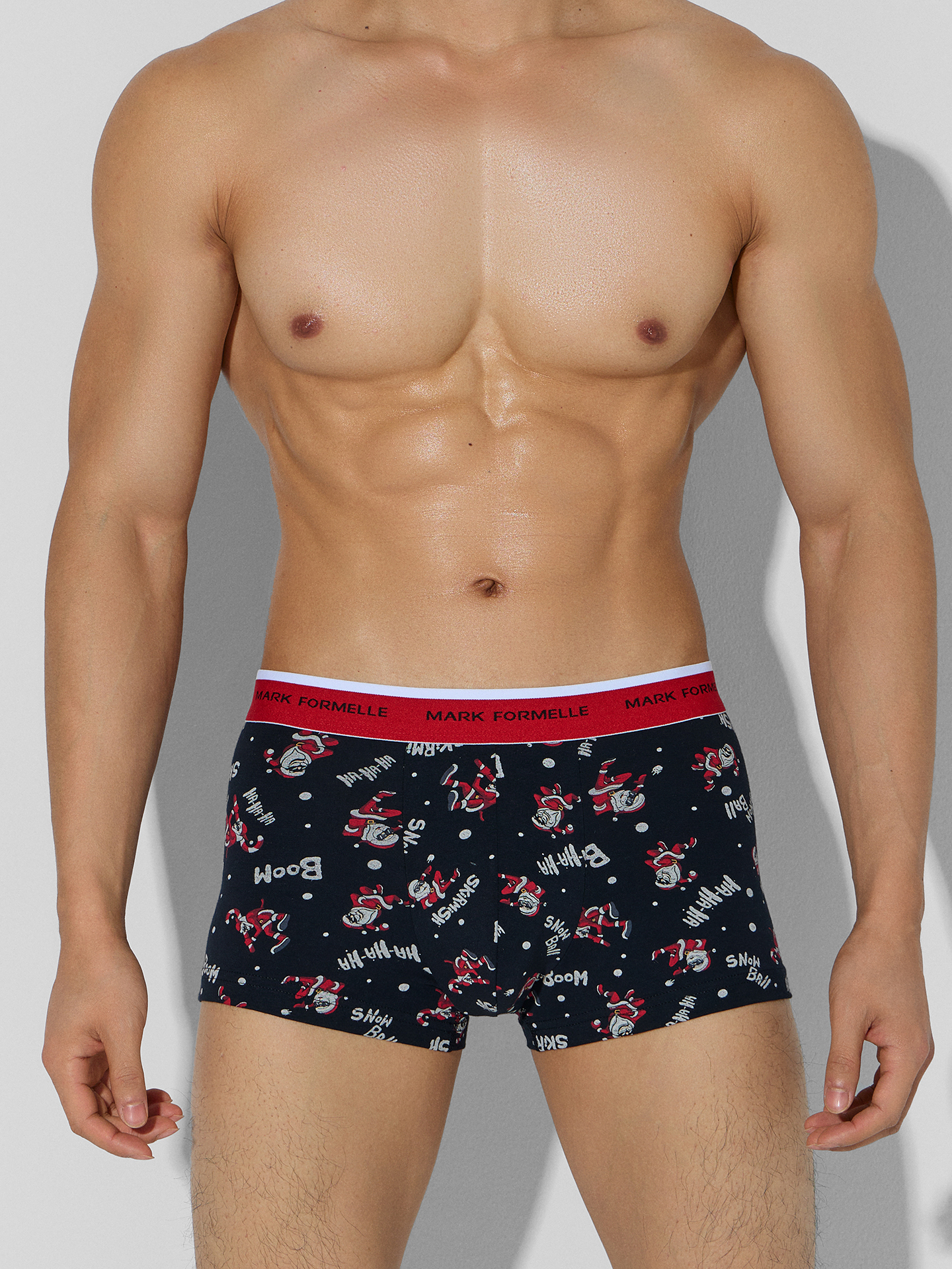 Нижнее белье Mark Formelle 411124-3/25-5321П-5НГ Деды_морозы_на_черном_красный_ч.клетка_на_красно