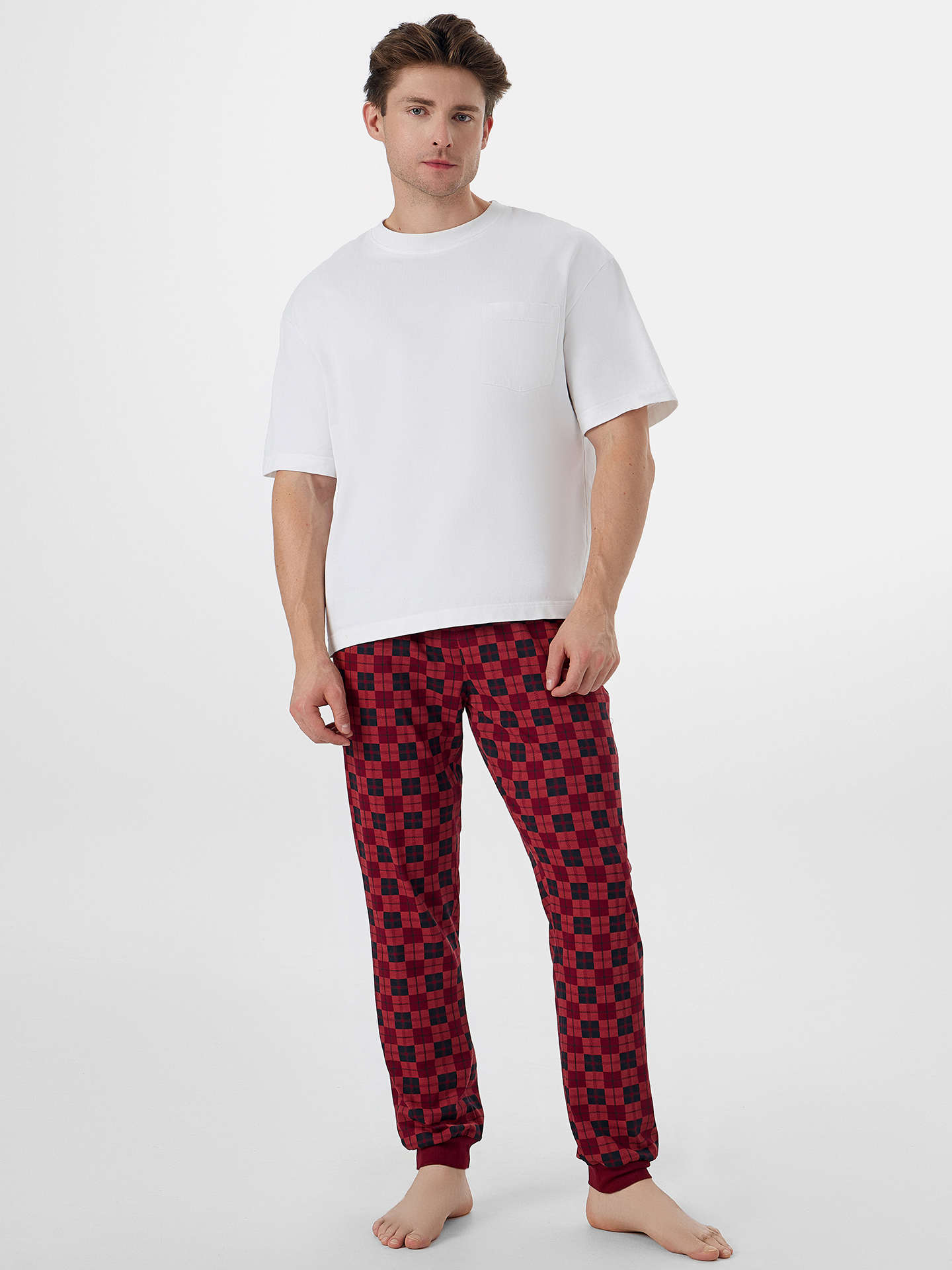 Брюки и шорты Mark Formelle 581133/25-5095ПП-0 черная_клетка_на_бордовом