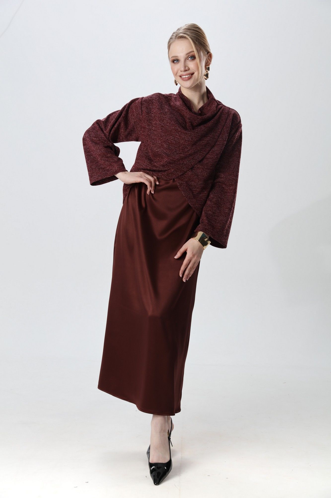 Комплекты с платьем NikVa 1015-4 махагон