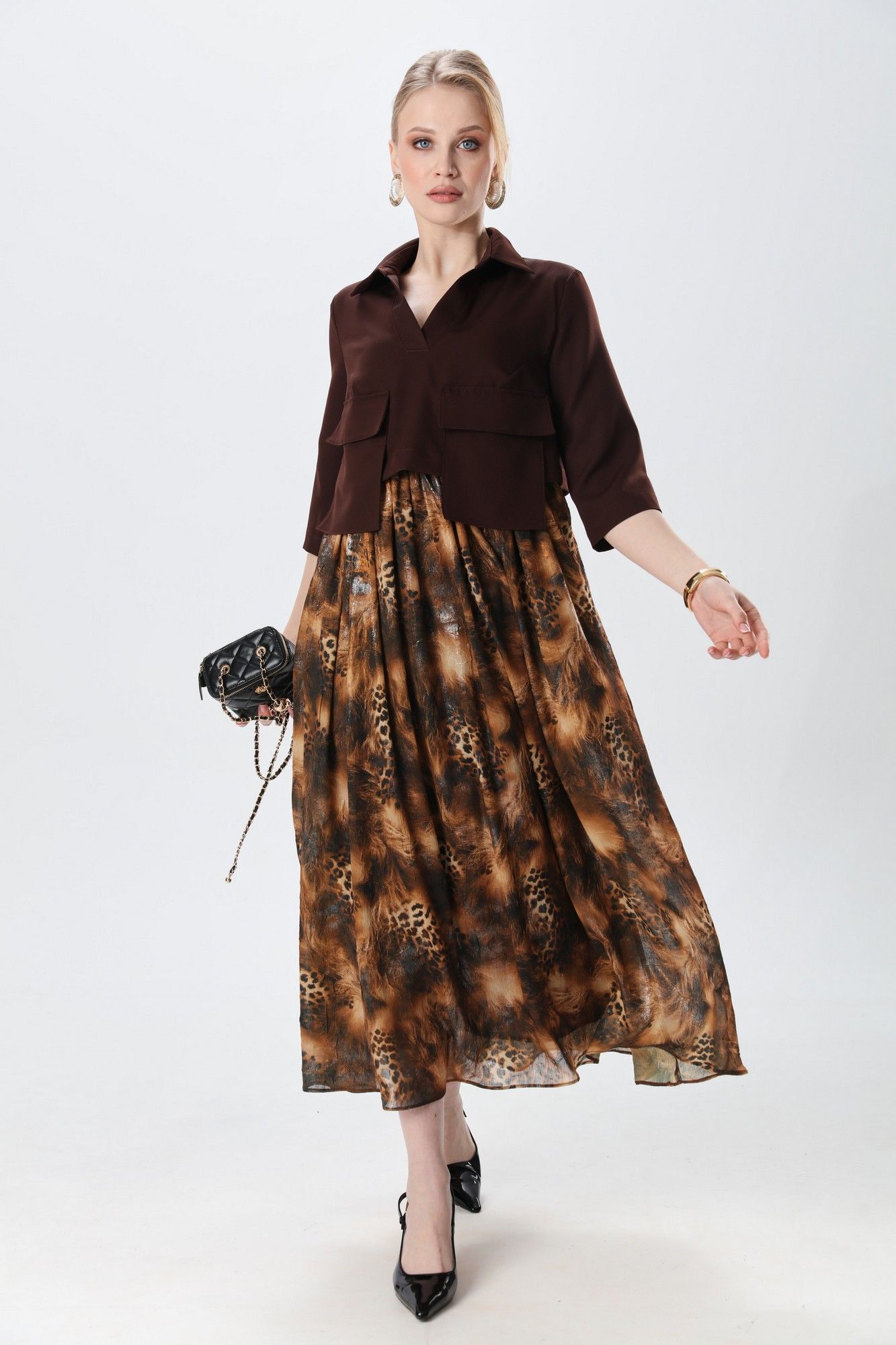 Платья NikVa 514-5 шоколад и кофейный леопард