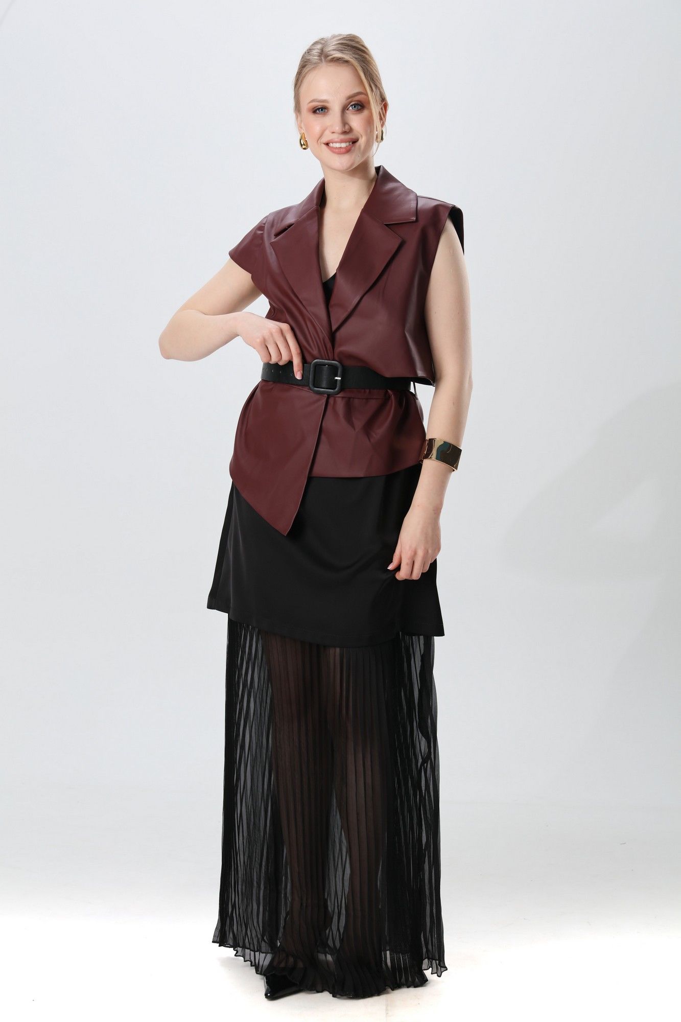 Комплекты с платьем NikVa 1018-2 чёрный и бордо