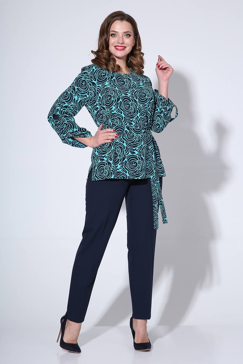 Комплекты брючные Liona Style 811 бирюза/синий