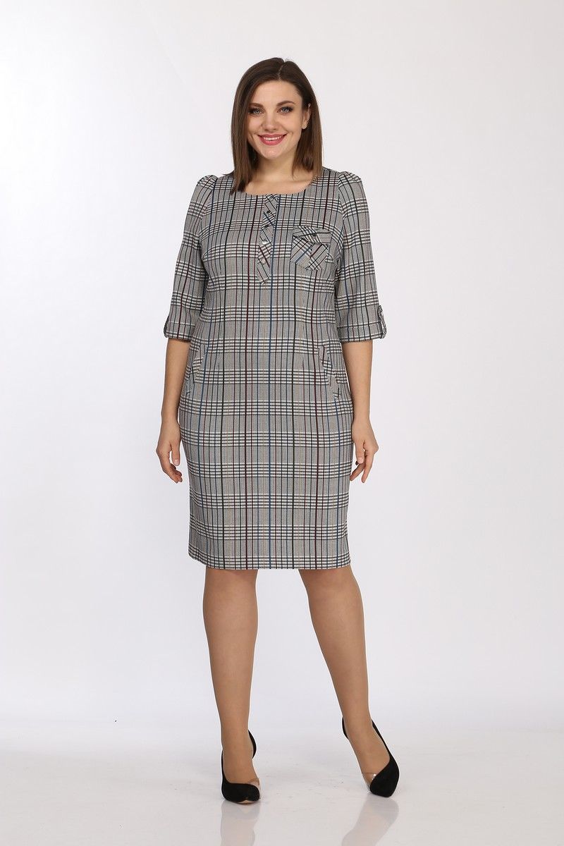 Платья Lady Style Classic 432/7 клетка_серый