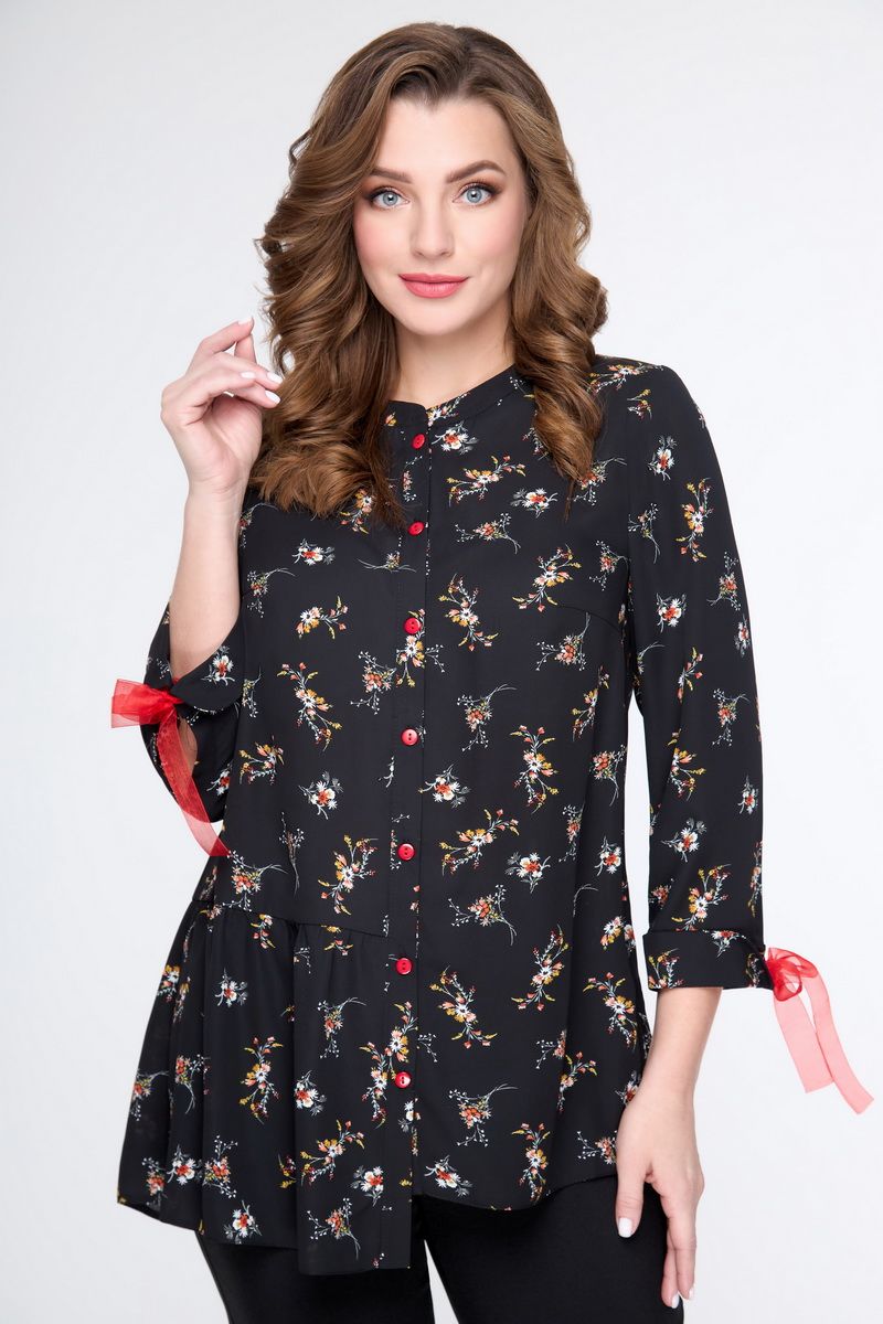 Блузы DaLi 5559 черный+цветы