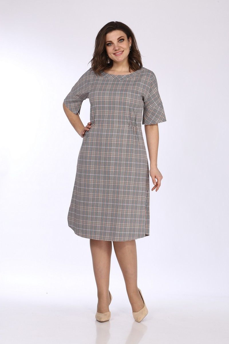 Платья Lady Style Classic 1632 бежевый_клетка