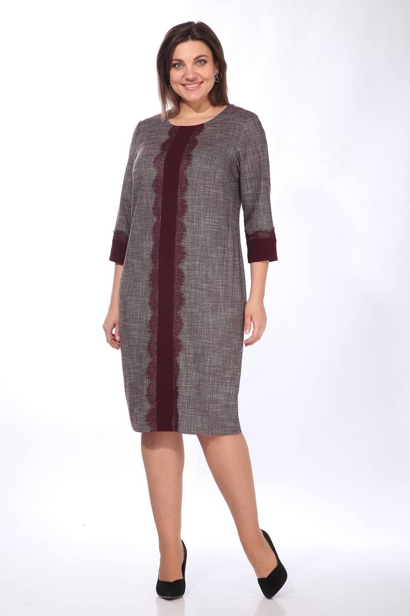 Платья Lady Style Classic 1509 бордовый_с_серым